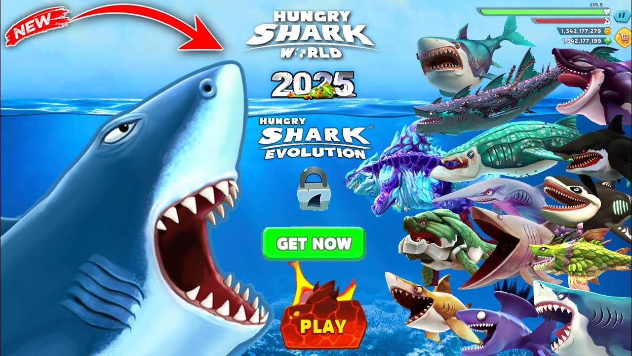 ALL HUNGRY SHARKS UNLOCKED - Hungry Shark Evolution & Hungry Shark World Gameplay - All Shark Games