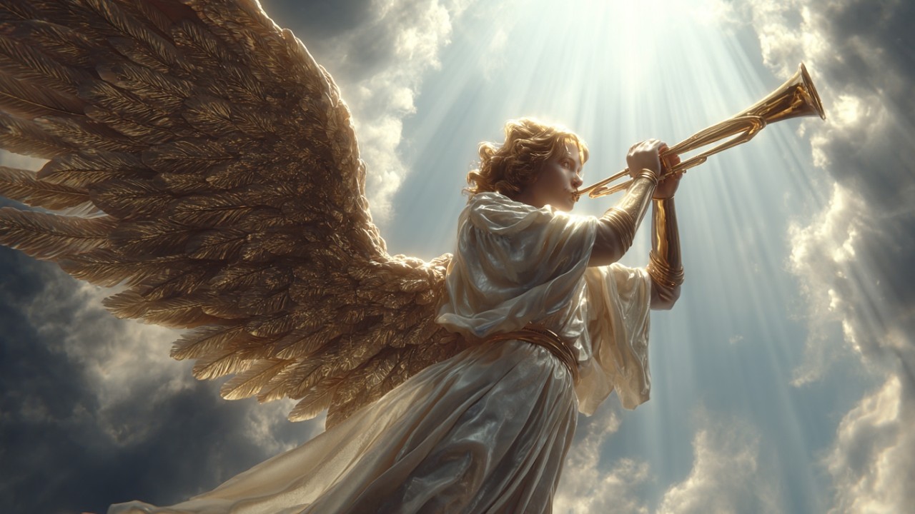 Heaven Opens As Angels Descend Sounding Trumpets