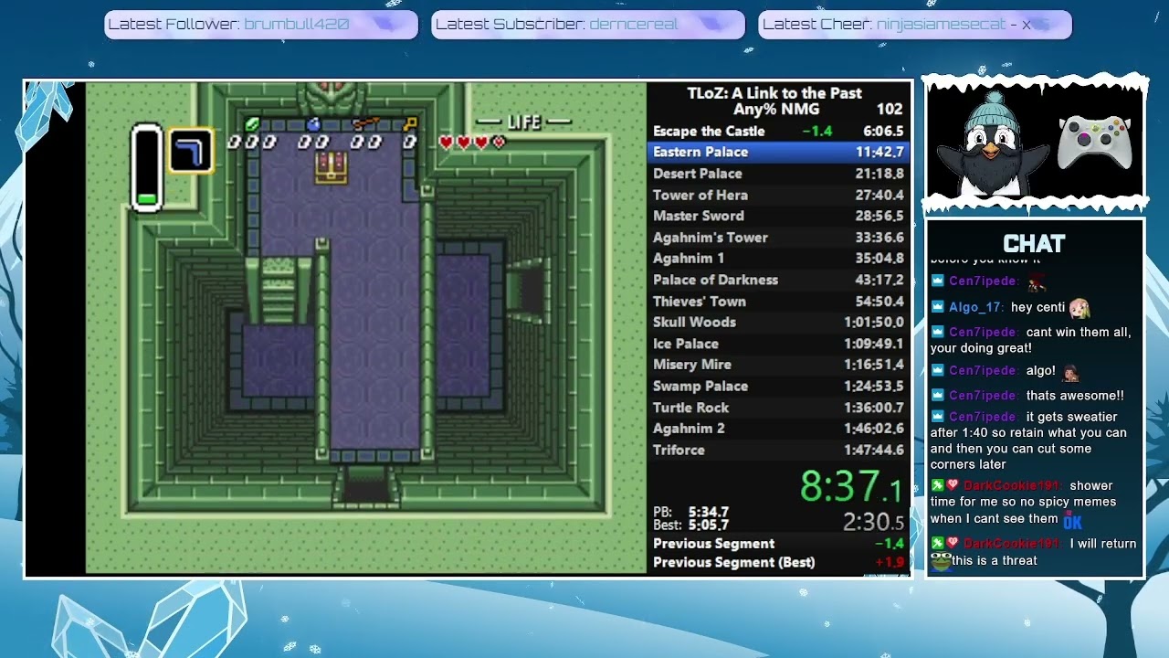 The Legend of Zelda: A Link To The Past Any% NMG Previous PB: 1h46m37.7s