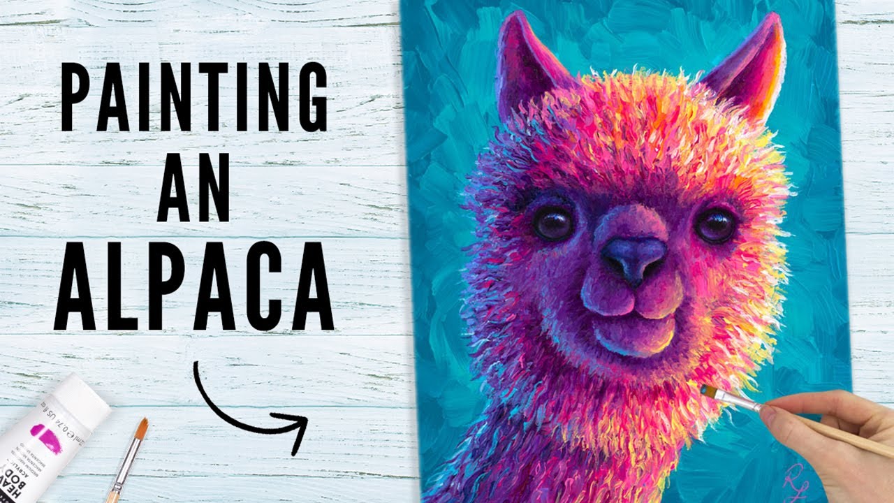 Colorful Alpaca Painting Tutorial / How to Paint an Alpaca in Acrylics