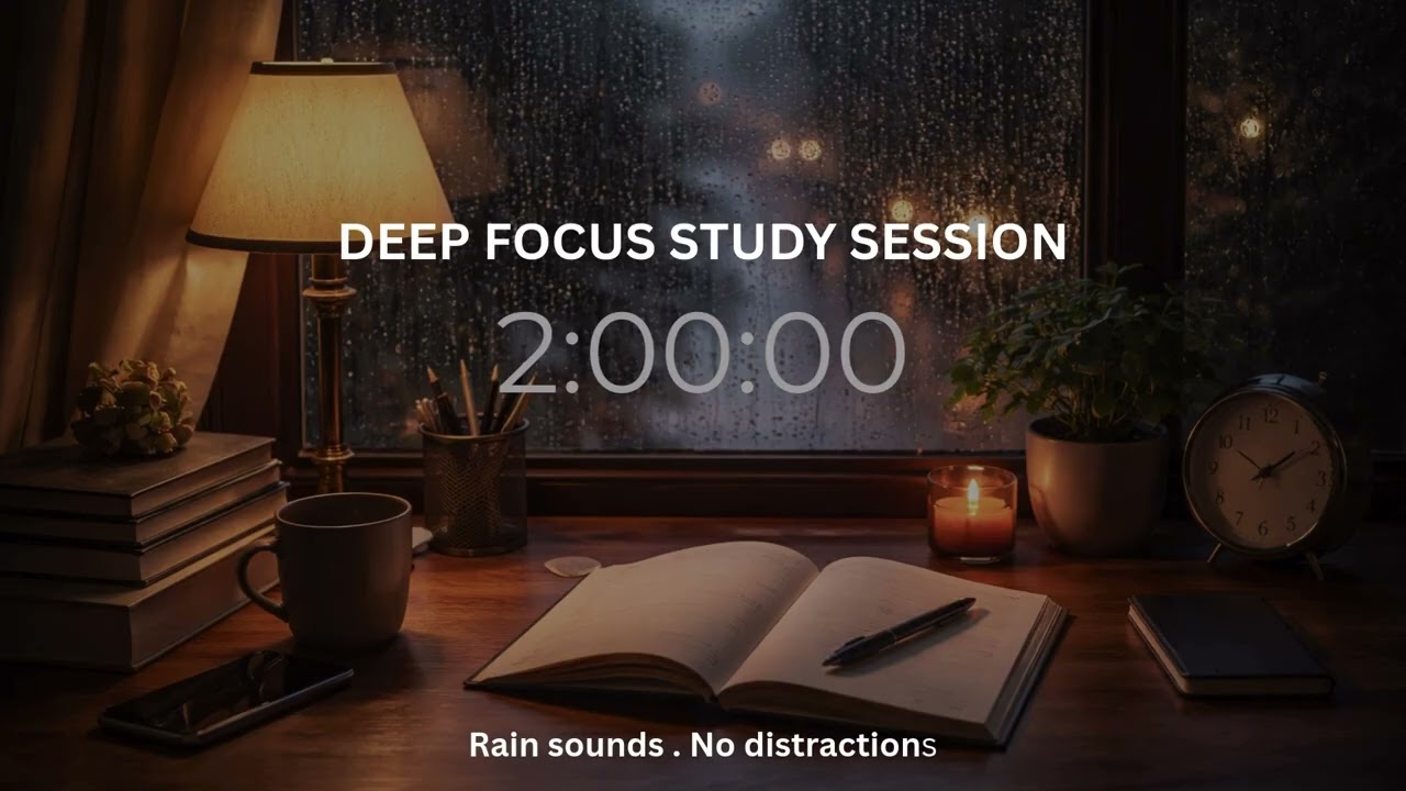 2 Hour Study Session 📚 | Deep Focus | Rain Sounds
