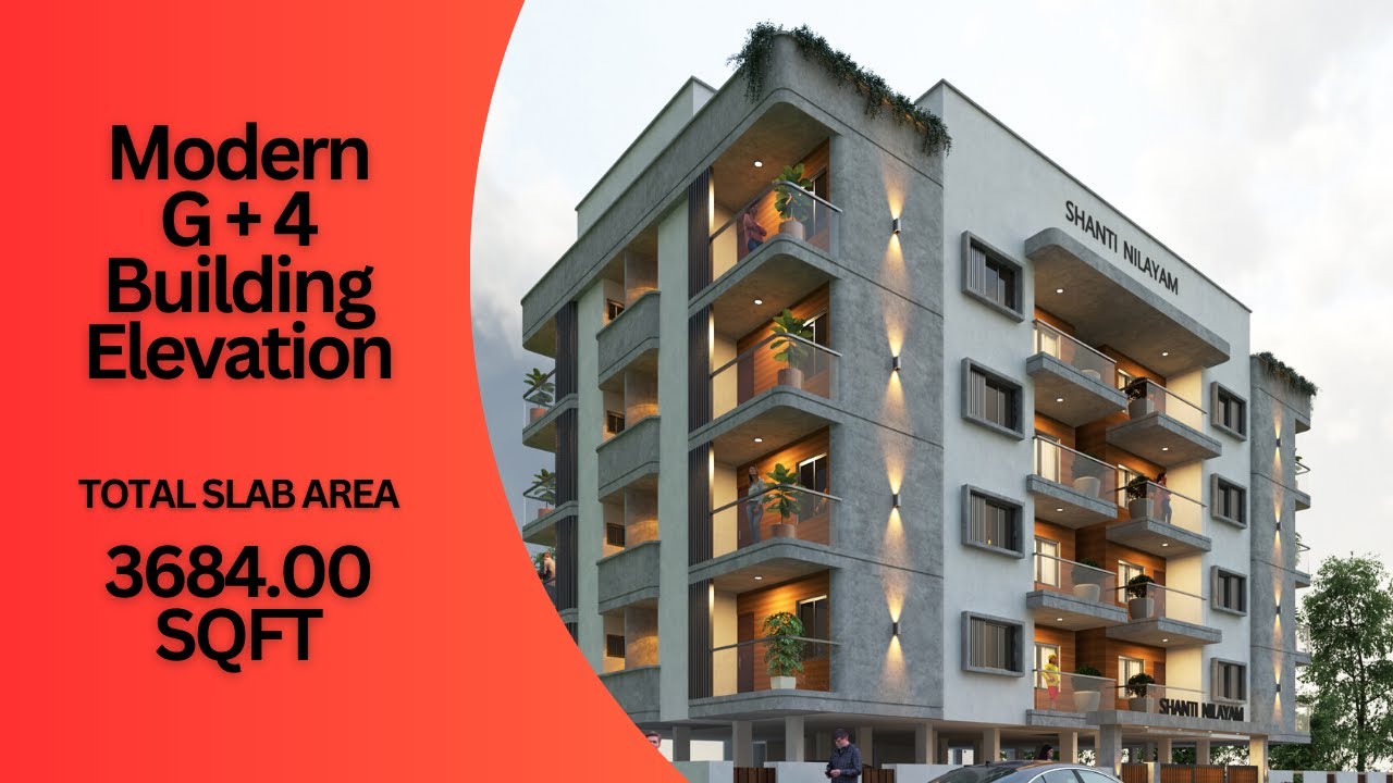 G+4 Residential Building Design | G+4 Front Elevation Design | 3D Workshop india