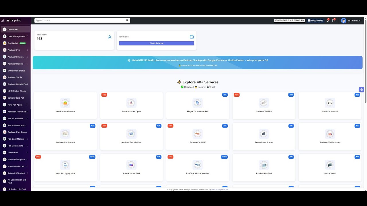ASHA PRINT SITE BEST CYBER CAFE PRINT PORTAL ll IN WORKING 100% FRESH