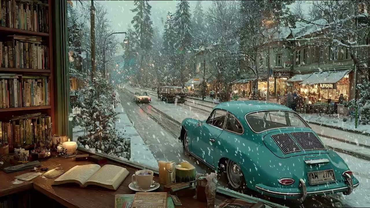 Gentle Snowfall Outside a Warm and Comfortable Room at Night | Relaxing Ambience for Sleep