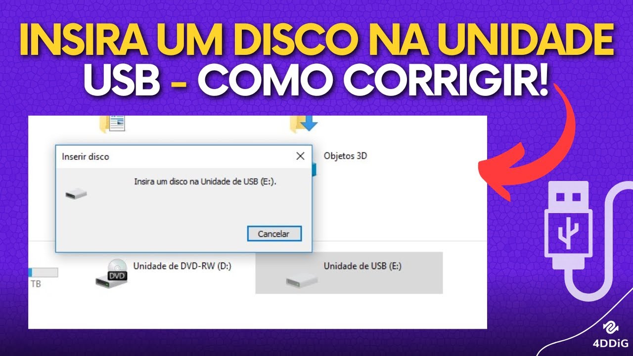 Como Corrigir o Erro - Insira um DISCO na Unidade USB!