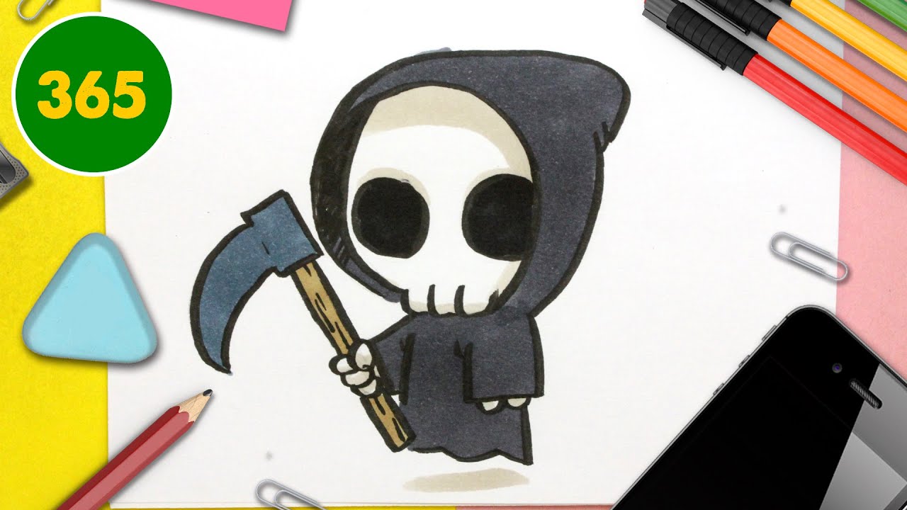 COMO DESENHAR A MORTE KAWAII - Halloween especial