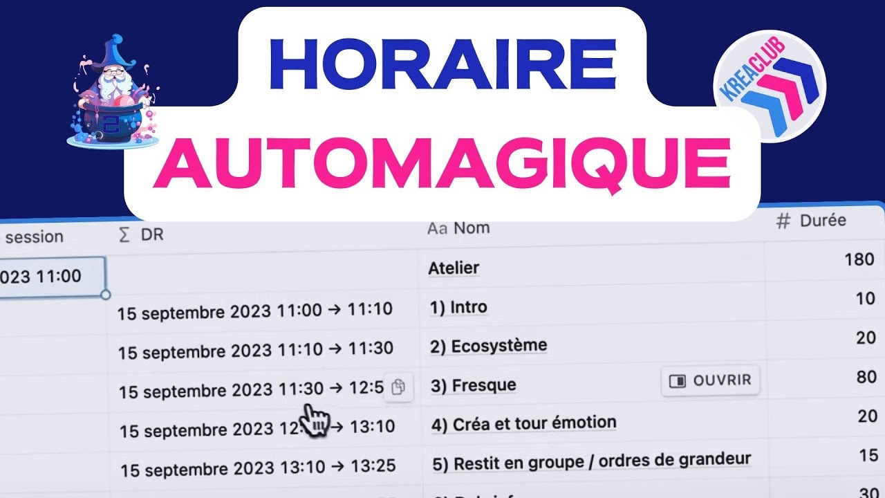 Créez des horaires automagiques avec cette Formule 2.0 Notion