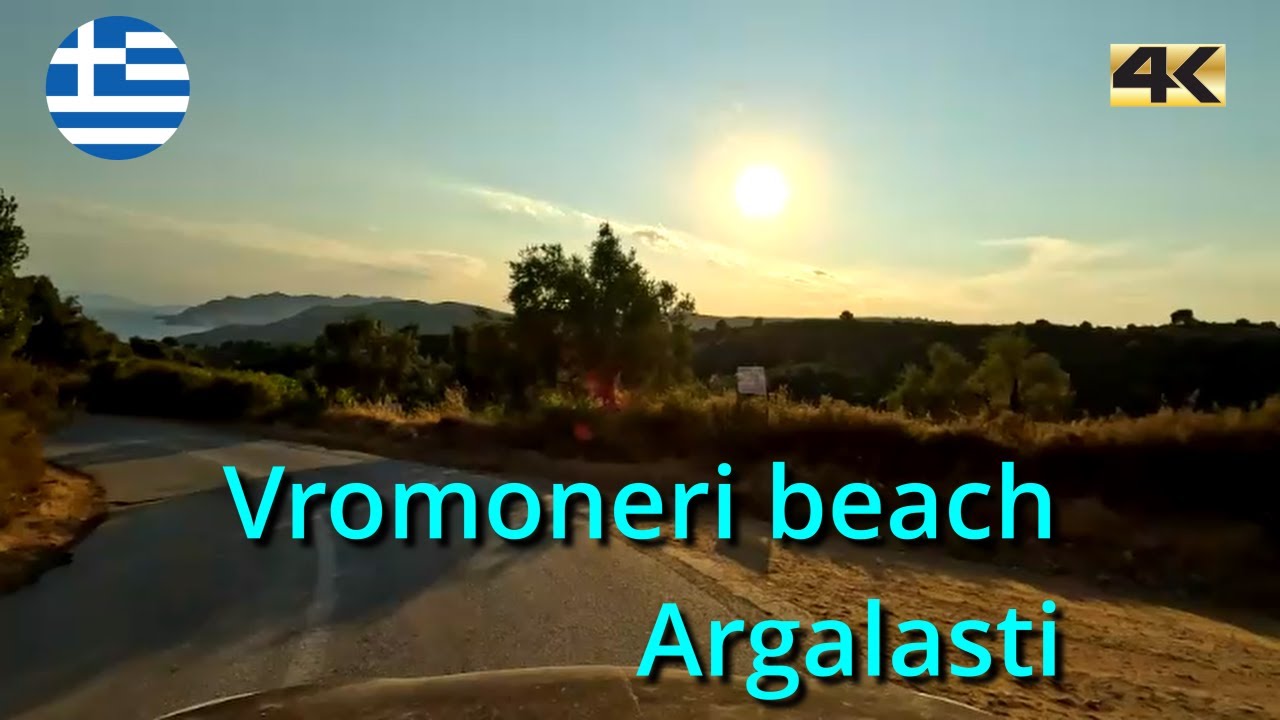 Driving in the evening from Vromoneri beach to Argalasti | 2024 summer | 4K