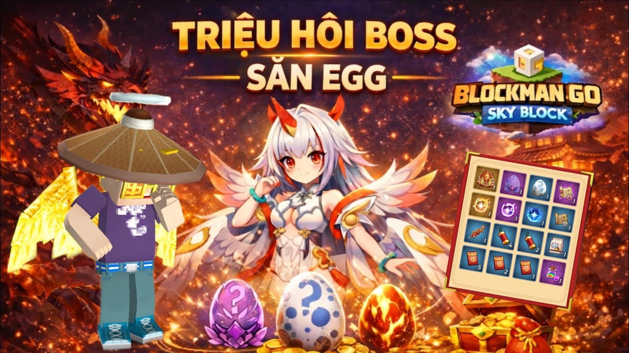 Hành Trình Săn Trứng Và Đánh Boss Nhận Thưởng Sky Block - BlockMan Go 
