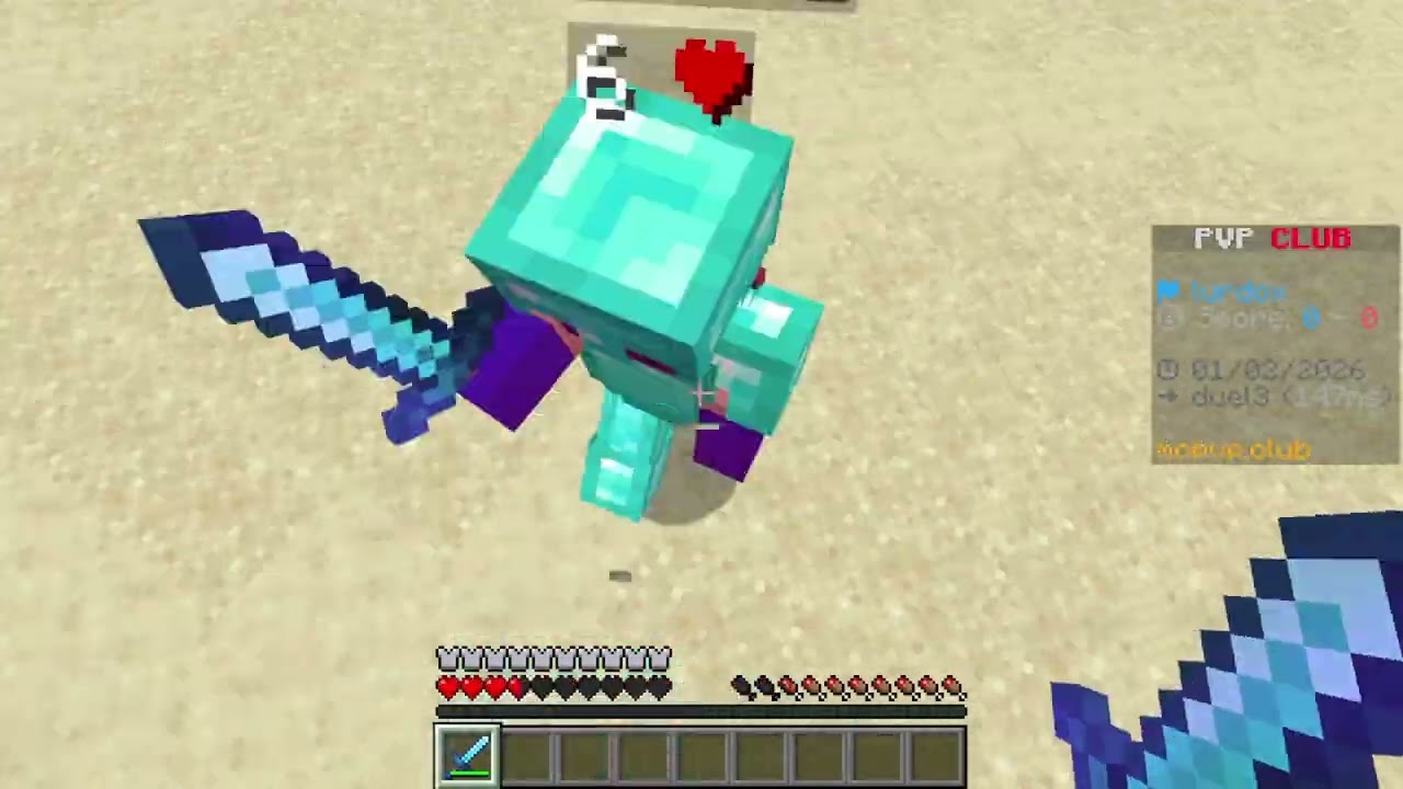 I practice sword pvp in minecraft