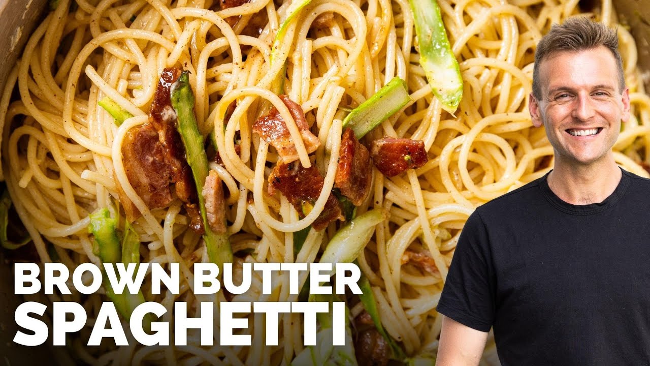 Brown Butter Spaghetti with Bacon & Asparagus