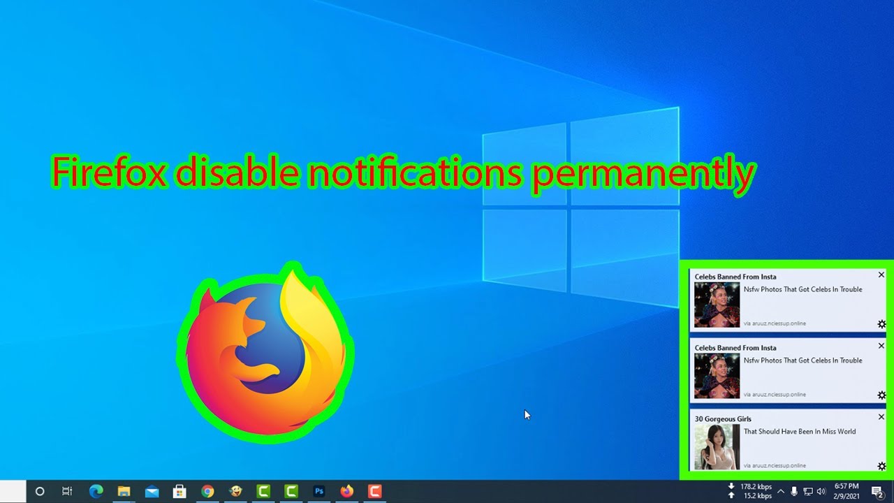 Как отключить уведомления Firefox на рабочем столе Windows 10