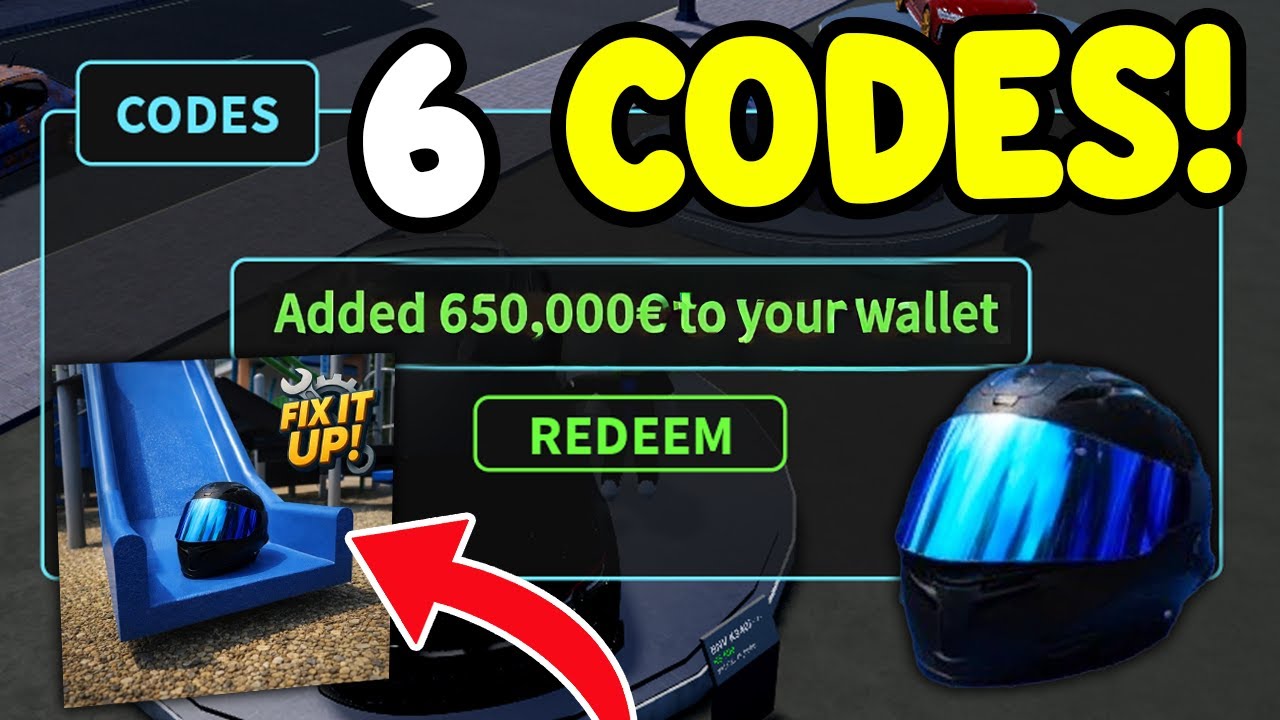 *БЕСПЛАТНЫЕ ДЕНЬГИ* ВСЕ КОДЫ НА ШЛЕМЫ ДЛЯ FIX IT UP В 2026 ГОДУ! Коды Roblox Fix It Up! Roblox
