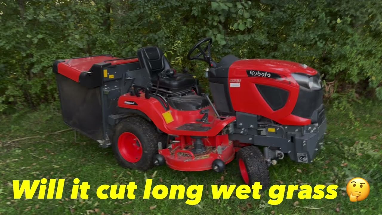 How to cut wet long grass with Kubota G231 ride on lawnmower. ￼