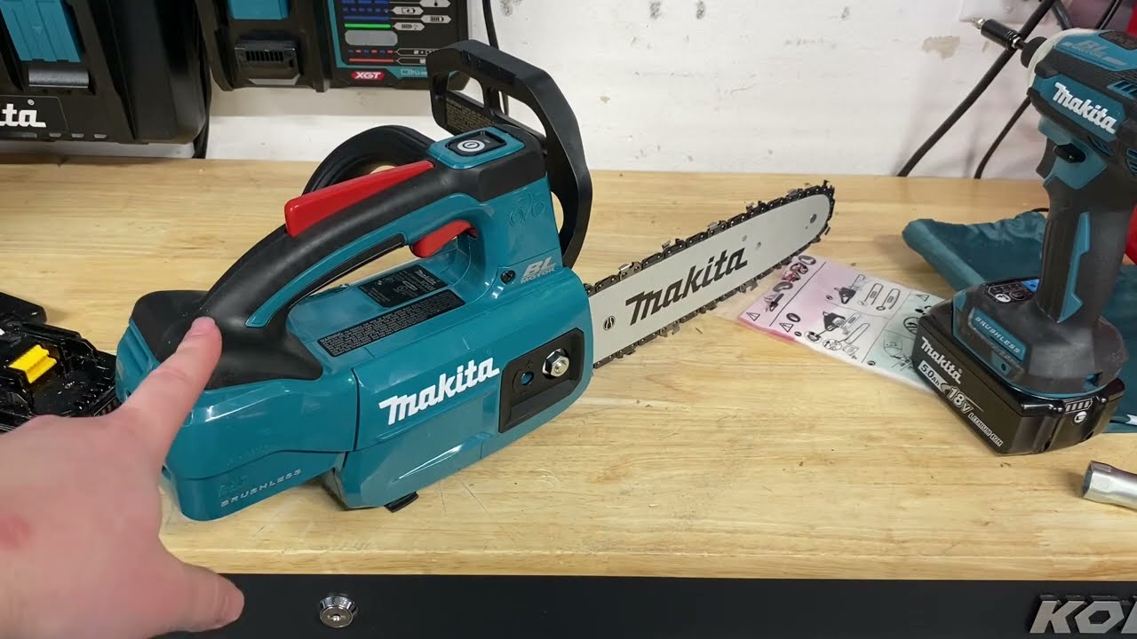 Распаковка и настройка бензопилы Makita XCU06 LXT 18 В с верхней ручкой