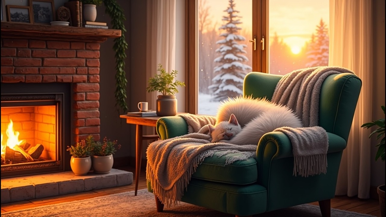 Quiet Cabin Fireplace Ambience 🔥 Soothing Lofi Music for Deep Sleep