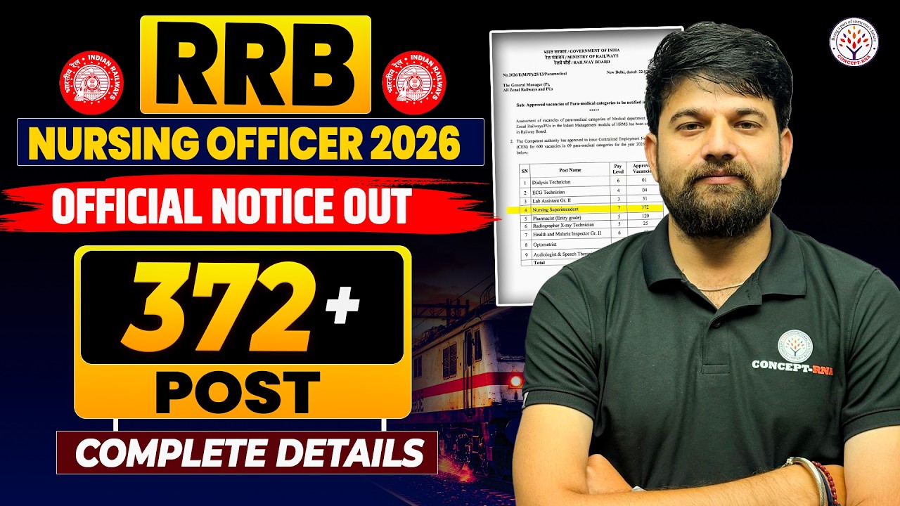 RRB Nursing Officer 2026 Notification | RRB Nursing Superintendent New Vacancy 2026 | RRB Nursing