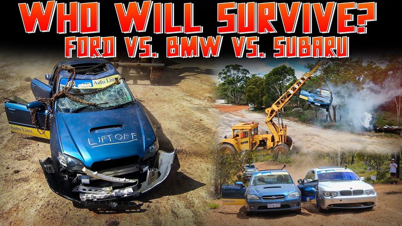 We DESTROYED a Ford a BMW and a Subaru – Bunky Challenge! #cardestruction