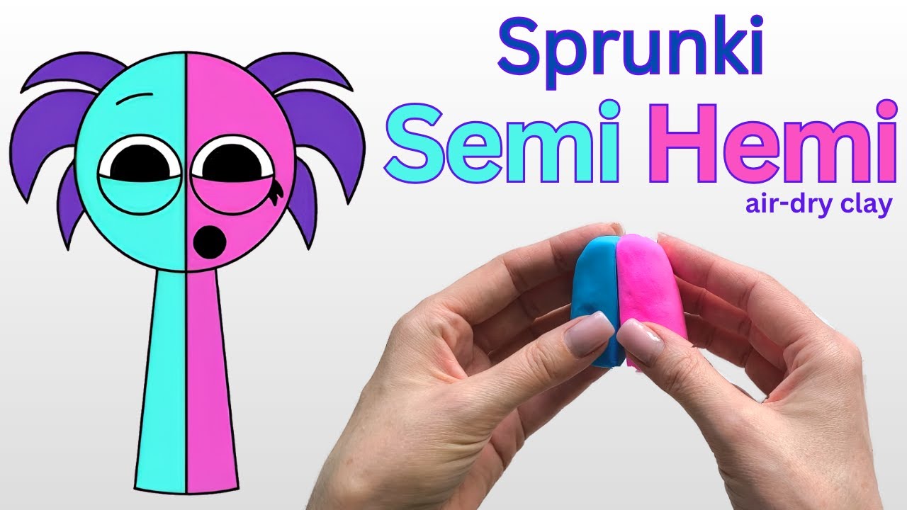 DIY Sprunki Semi Hemi toy from air-dry clay! Trinity Sprunki SemiHemi  DIY clay tutorial