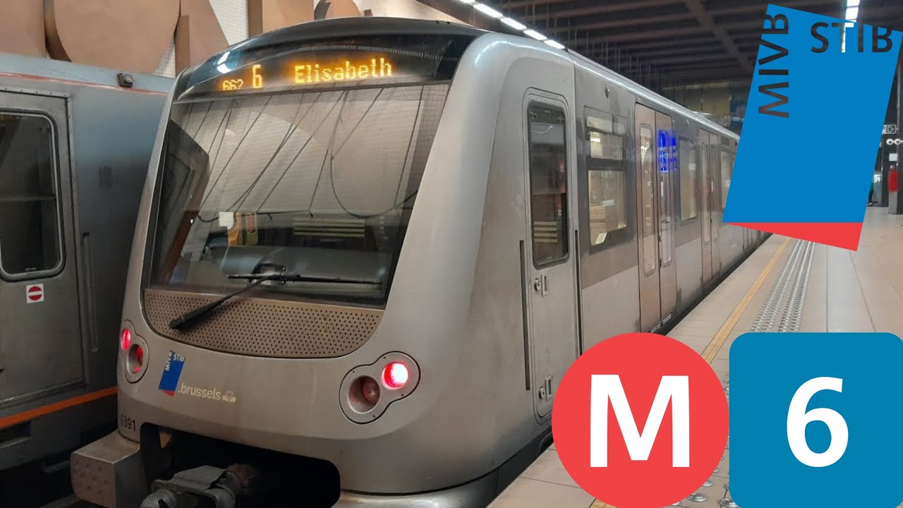 STIB Métro 6 Trajet complet (Roi Baudouin vers Elisabeth) dans un M6 BOA (6391)