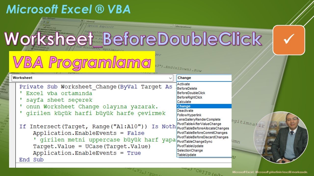 Excel VBA Worsheet Olayları - Çift Tıklama