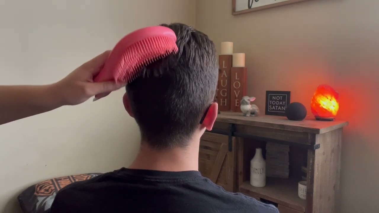 ASMR // Head Scratching + Hair Brushing on Jared | Soft Spoken