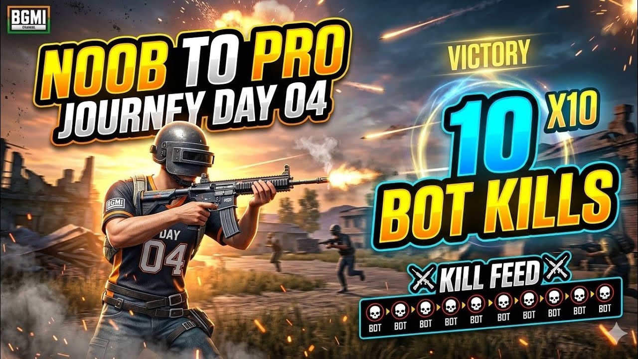 NOOB TO PRO JOURNEY: Day 04 ⚡ 10 BOT KILLS in One Match! 🔥 #BGMI