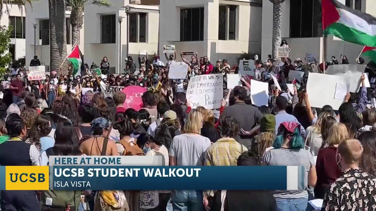 Thousands of people “walkout” at UC Santa Barbara in protest of the siege on Gaza