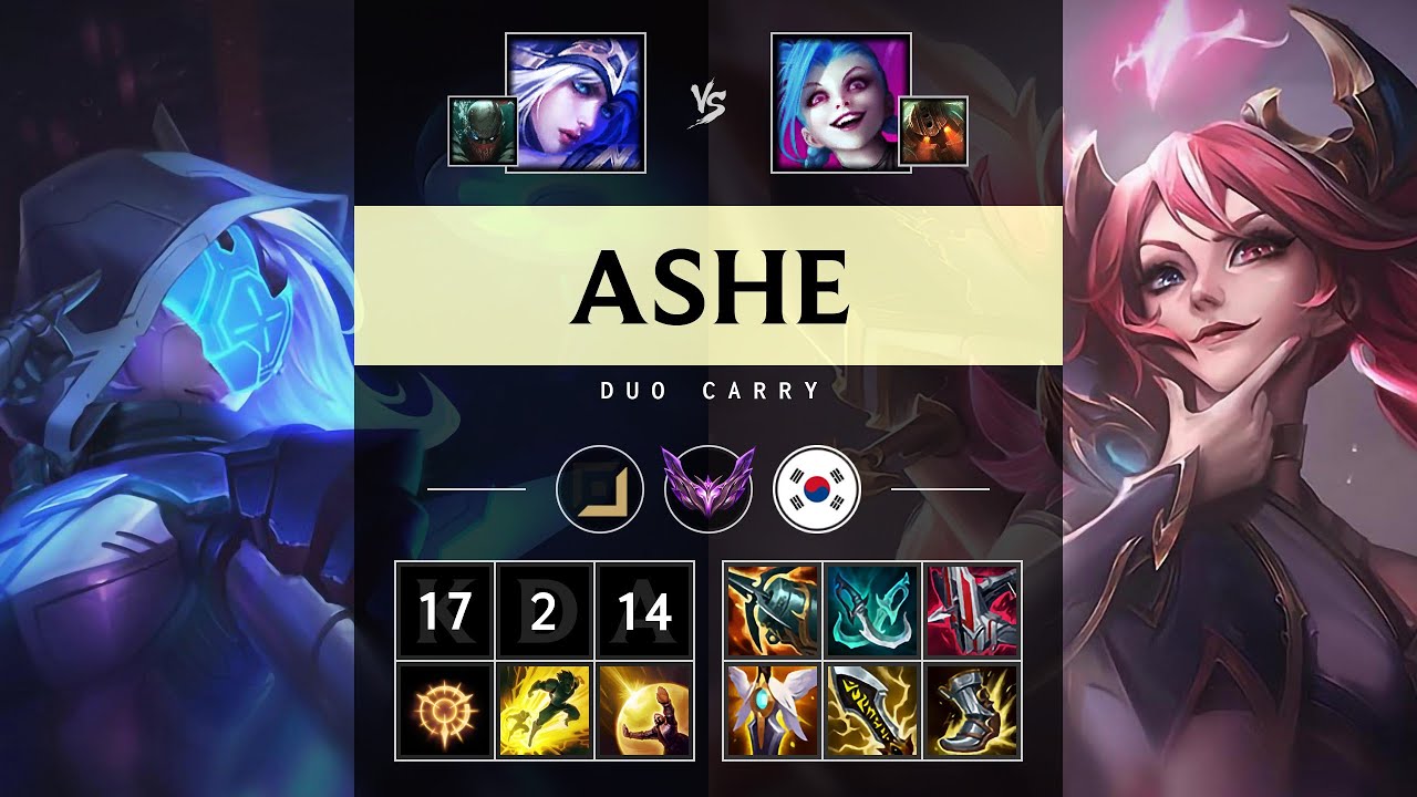 Ashe ADC vs Jinx: Quadra Kill, Legendary - KR Master Patch 14.18