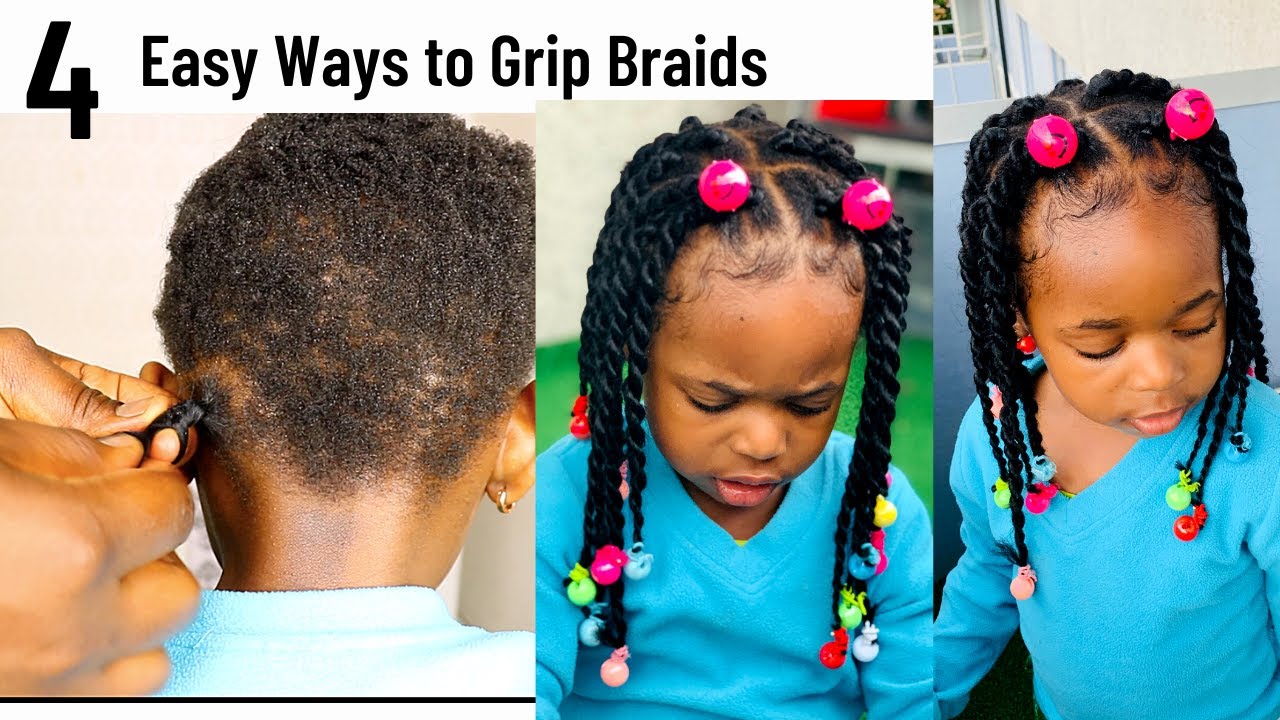 4 Ways to Grip Braids on Super Short Hair. /Detail Beginner friendly. Hairstyles for Toddlers/Girls