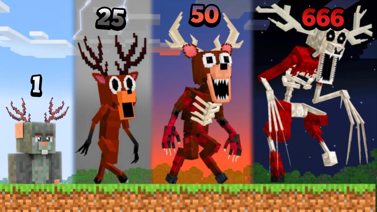 ماين كرافت مستويات التحول الى الغزالة الشريرة !😱 (رؤية قوية) 👁️ - Become The Deer