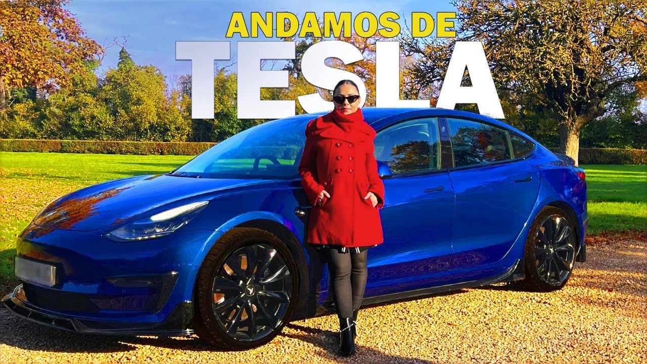 Andamos em um Tesla modelo 3 Performance na Inglaterra.
