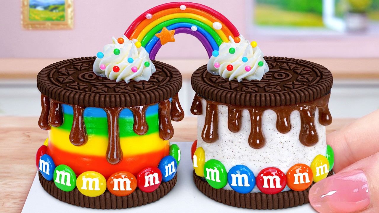 💙Лучший рецепт радужного торта OREO💙Миниатюрный шоколадный торт в форме цифры 67 | Mina Sweet Baking