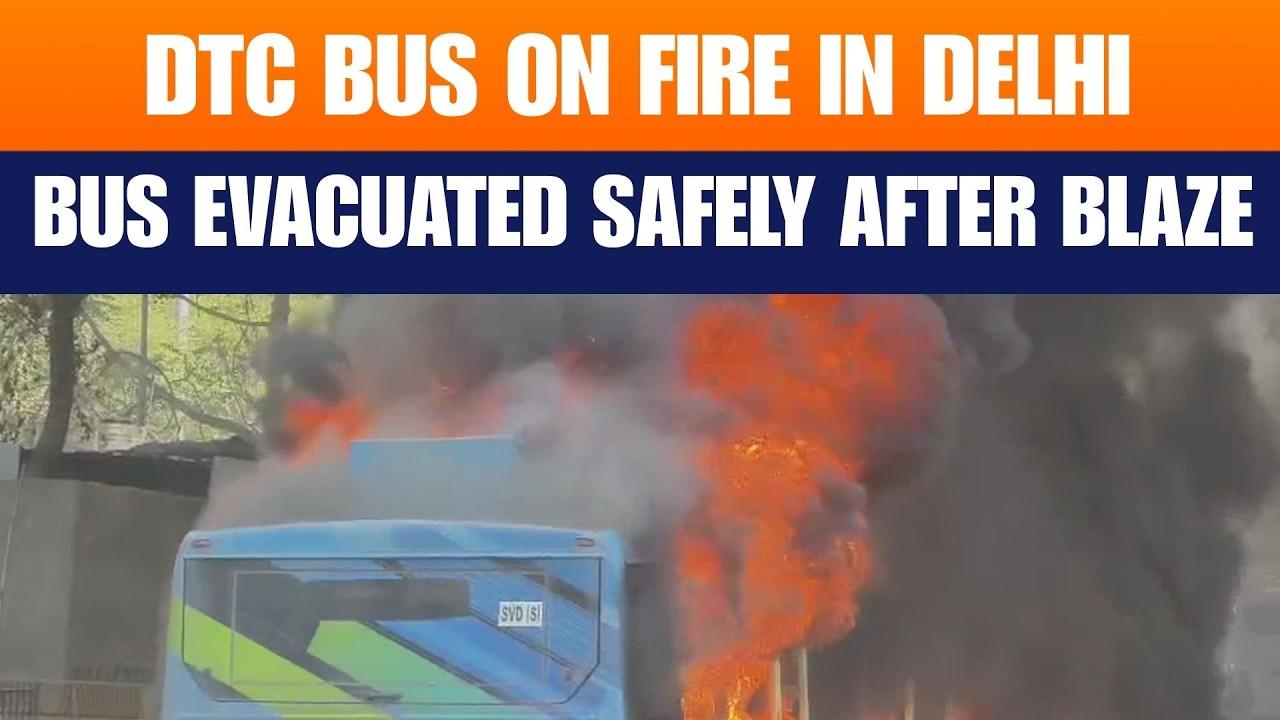 DTC Bus Catches Fire on Mehrauli-Badarpur Road, Delhi – Short Circuit Suspected