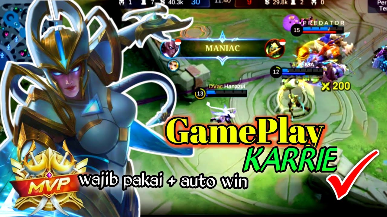 Gameplay Karrie Maniac!! Karrie best build 2024 . Build attack speed karrie Mobile legends Bang Bang