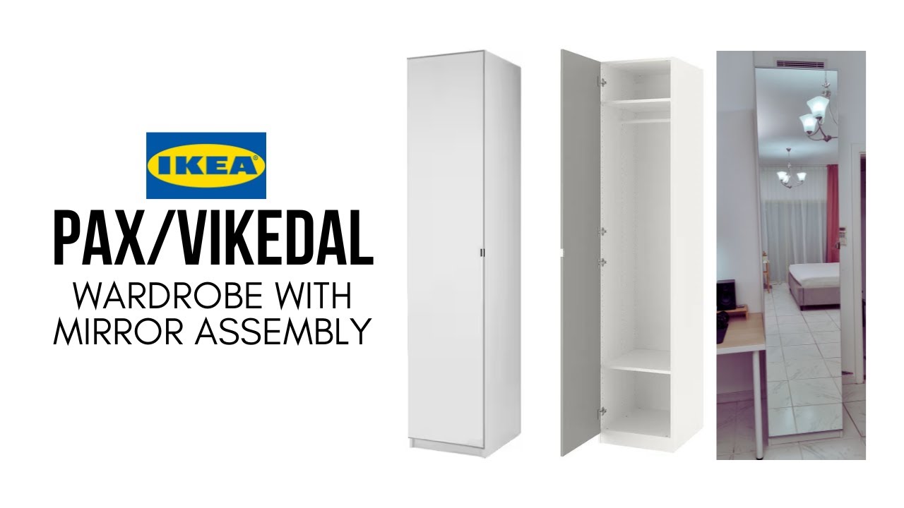 Ikea PAX / VIKEDAL Wardrobe, white with Mirror Door Assembly