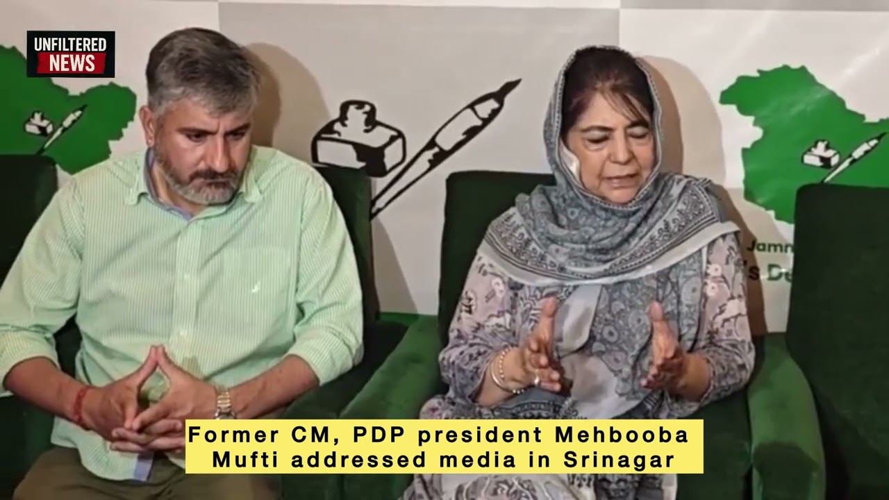 Former CM, PDP president Mehbooba Mufti addressing media in Srinagar