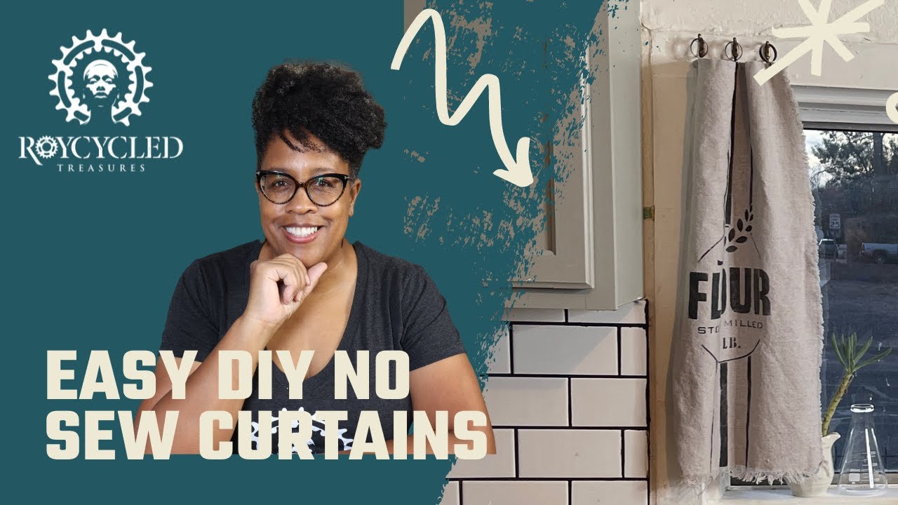 Drop Cloth Curtains DIY - Easy No Sew Grain Sack Curtains