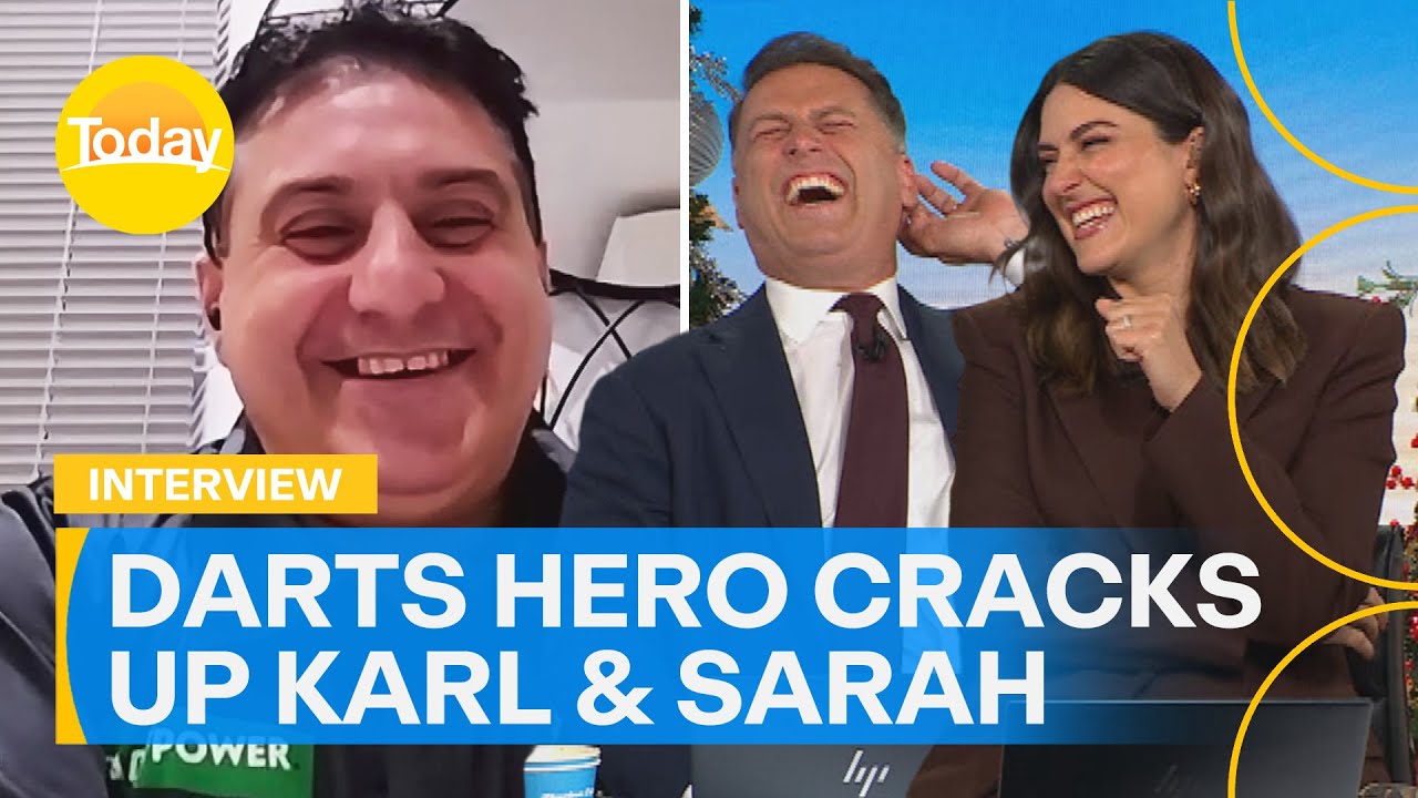 Aussie darts hero Joe Comito cracks up Karl and Sarah | Today Show Australia
