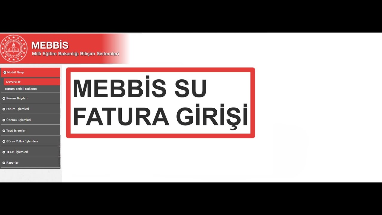 2022 MEBBİS SU FATURA GİRİŞİ