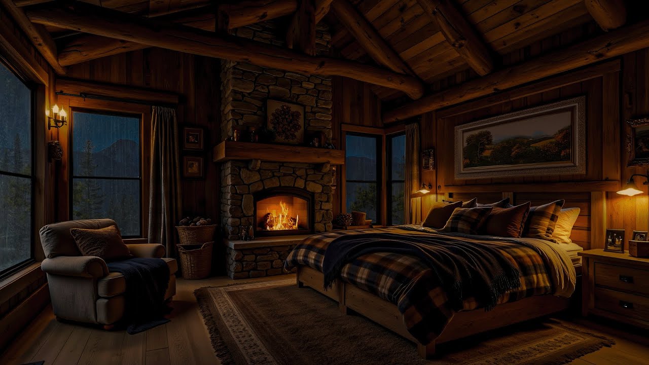 Cozy Rustic Ambience &ndash; Rain & Fireplace Sounds help Study, Relax & Deep Sleep