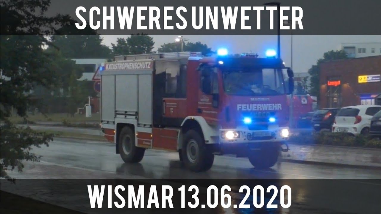 Schweres Unwetter 13.06.2020 - Alarmfahrten Feuerwehr, THW und Polizei