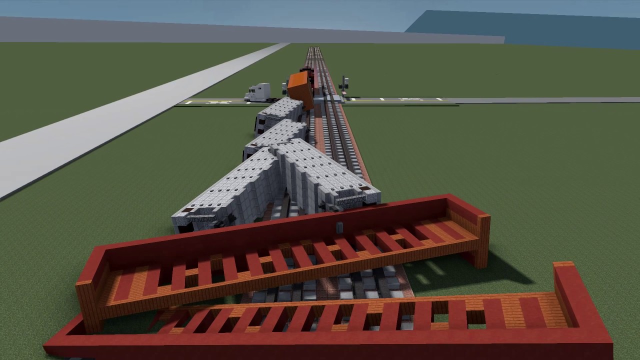 Minecraft Freight Train Crash Collision Derailment Animation