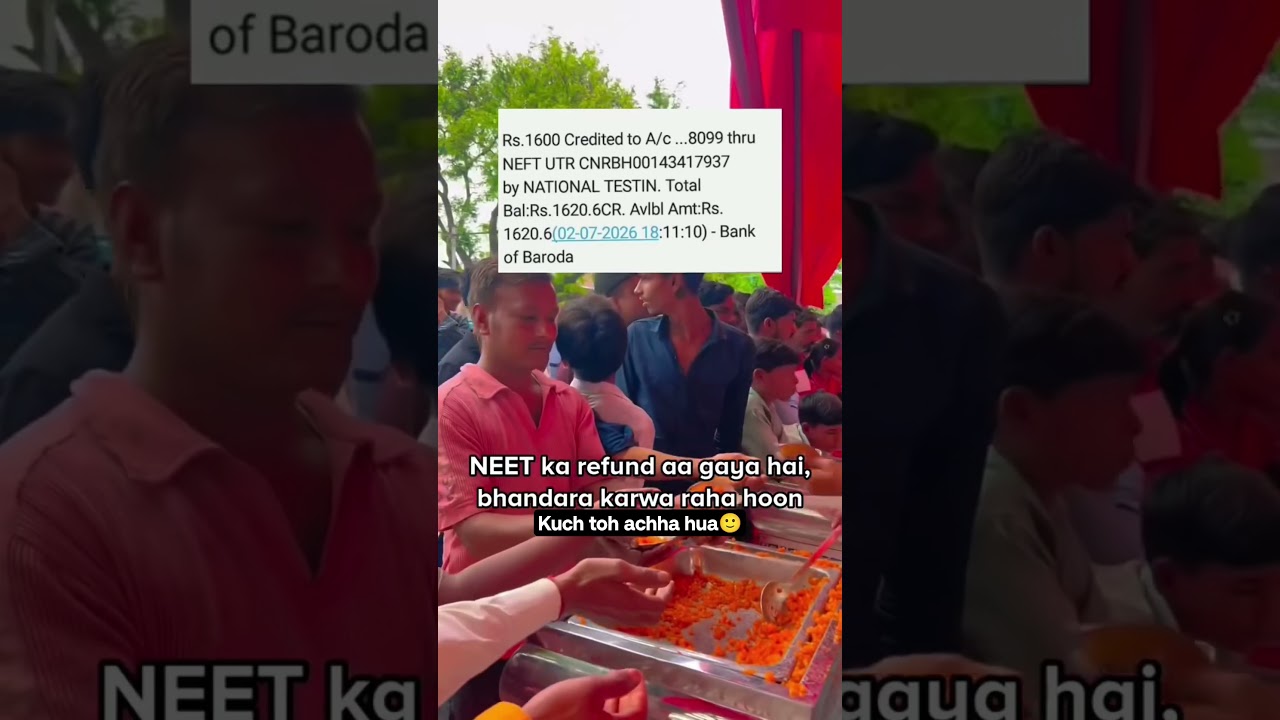 NEET refund aaya dosto? Main toh chala bhandara karwane 🙏🙂 #reneet #viral #funny #nta #neet #refund