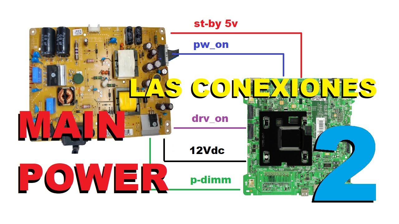 CONEXIONES DE LA PLACA POWER A LA  MAIN EN UN TV LED