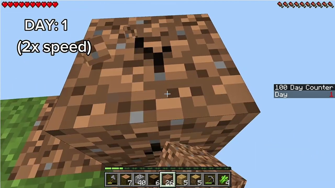 Playing minecraft one block