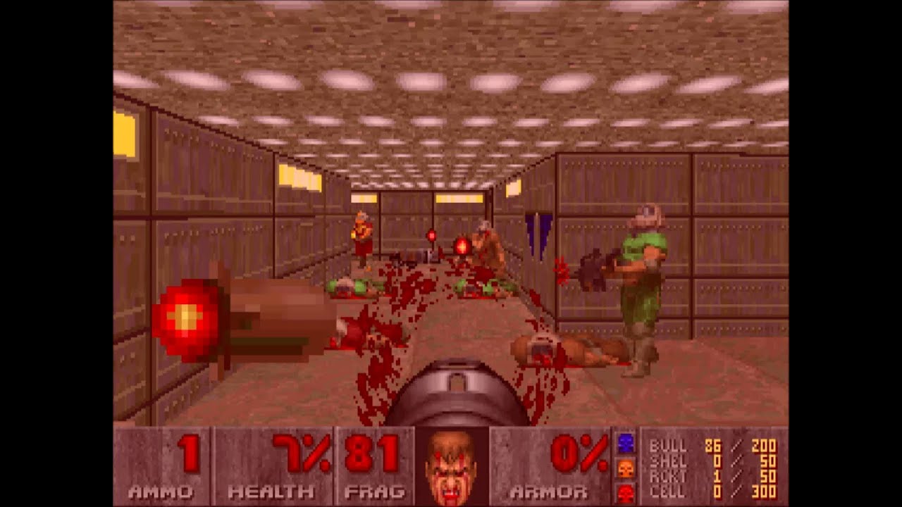 Chocolate Doom 2 MAP01 four player deathmatch