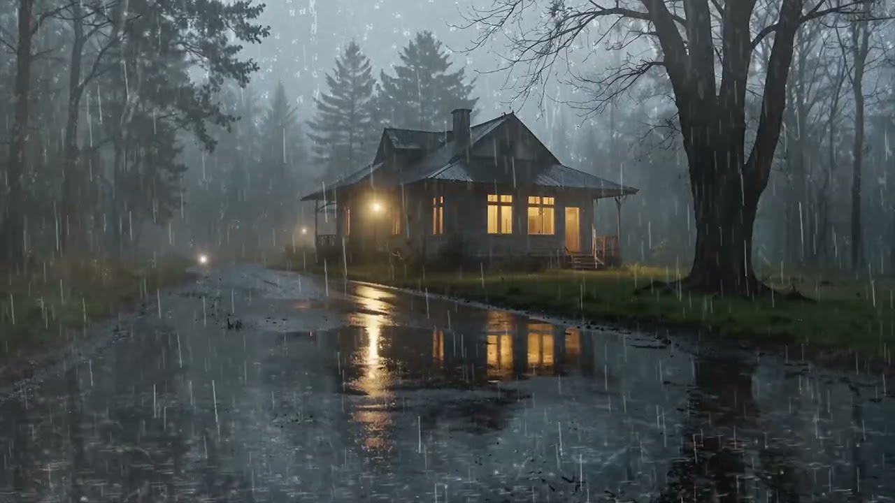 🌧️ Relax Completely with Heavy Rain on a Remote Cottage at Night