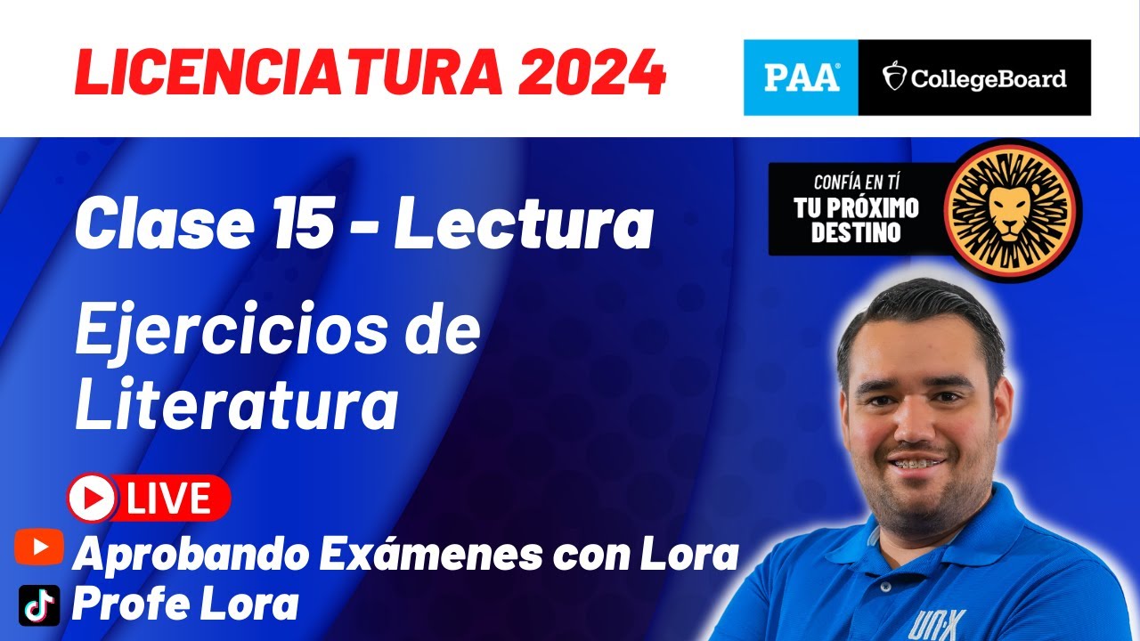 Clase 15 - EJERCICIOS DE LITERATURA - Curso Gratis PAA 2024 || EGA I || EXANI II