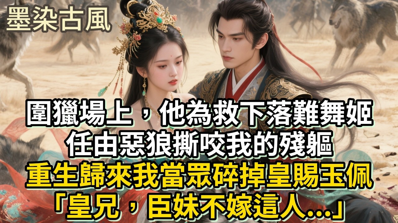 圍獵場上，他為救下落難舞姬，任由惡狼撕咬我的殘軀。重生歸來，我當眾碎掉皇賜玉佩「皇兄，臣妹不嫁這人...」#古言 #小説 #古風 #愛情 #情感故事 #爽文 #完結#原創